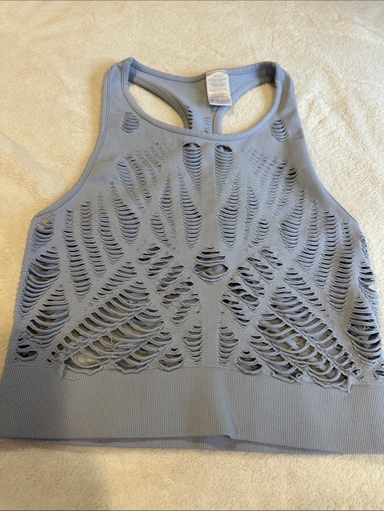 ALO Yoga Tops - ALO-Light Blue Laser-Cut Racerback Crop Top size small ( read below